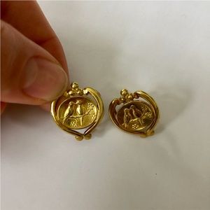 18k Gold bird pendant earrings